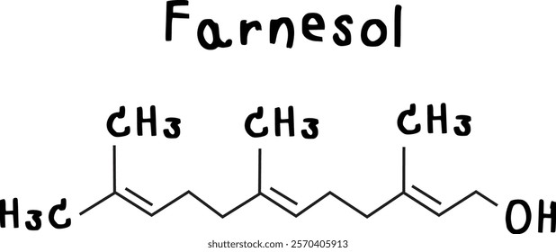 Farnesol,chemical structure of Farnesol illustration on transparency background