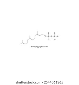 Diagrama da estrutura esquelética do pirofosfato de farnesilo. Molécula orgânica composta ilustração científica.