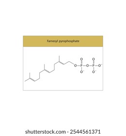 Farnesyl pyrophosphate skeletal structure diagram.Organic molecule compound molecule scientific illustration.