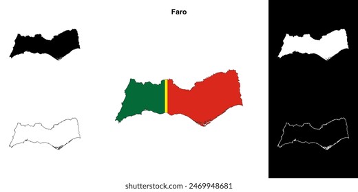 Faro district outline map set