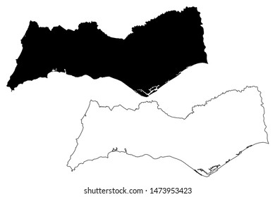 Faro District (Portuguese Republic, Portugal) map vector illustration, scribble sketch Faro map