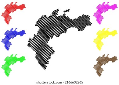 Faro island (Kingdom of Sweden) map vector illustration, scribble sketch Farö map
