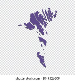 Faro Island map - High detailed purple map of Faro Island. Faro Island map isolated on transparent background.