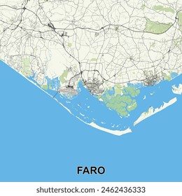 Faro, Portugal map poster art
