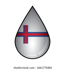  Faroe flag painted on 3D water drop
