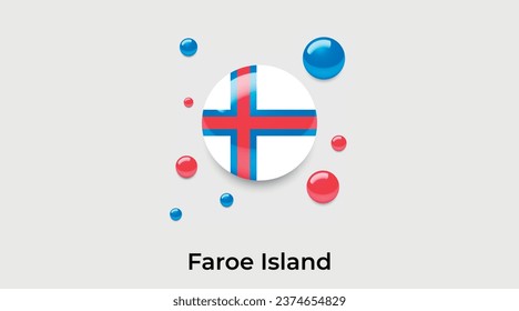 Faroe Island flag bubble circle round shape icon colorful vector illustration
