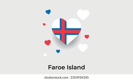 Faroe Island flag heart shape country icon vector illustration