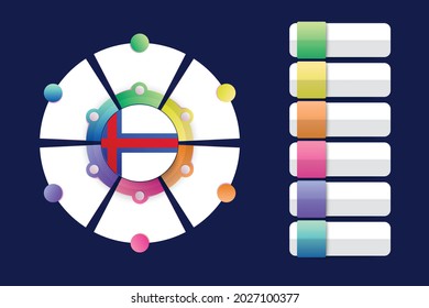 Faroe Island Flag with Infographic Design Incorporate with divided round shape. Vector illustration.