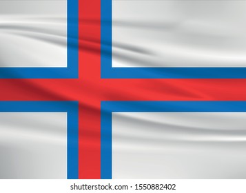Faroe Island flag waving with wind effect