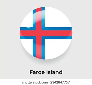 Faroe Island glossy national flag bubble round shape icon vector illustration glass