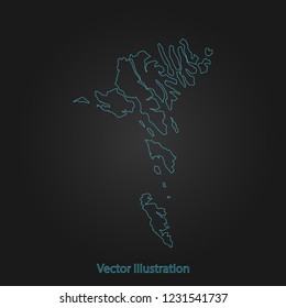 Faroe Island map - Abstract mash line and point scales on dark background with Faroe Island. flat design style, clean and modern. Vector Illustration eps10