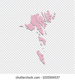 Faroe Island map - High detailed pastel color map of Faroe Island. Faroe Island map isolated on transparent background. Vector illustration eps 10.