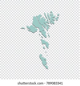 Faroe Island map - High detailed pastel color map of Faroe Island. Faroe Island map isolated on transparent background. Vector illustration eps 10.