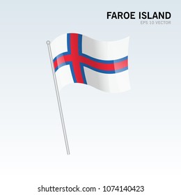 Faroe Island waving flag isolated on gray background