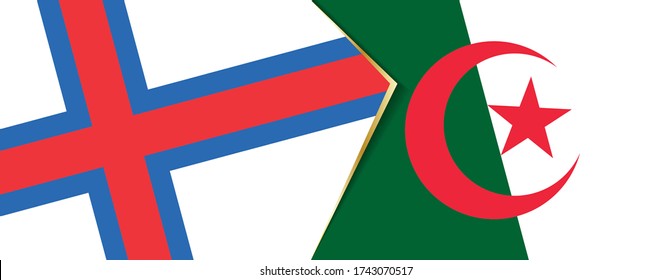 Faroe Islands and Algeria flags, two vector flags symbol of relationship or confrontation.