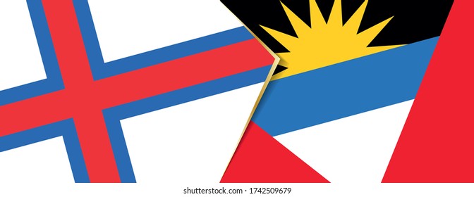 Faroe Islands and Antigua and Barbuda flags, two vector flags symbol of relationship or confrontation.