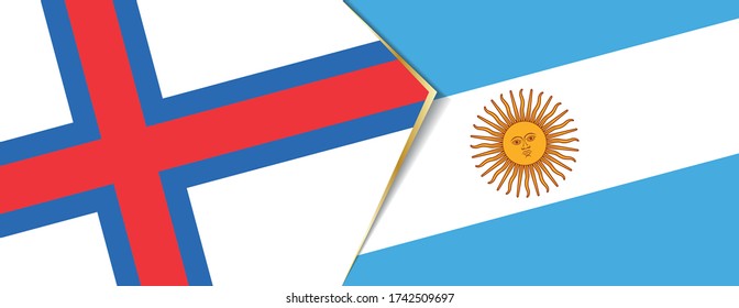 Faroe Islands and Argentina flags, two vector flags symbol of relationship or confrontation.