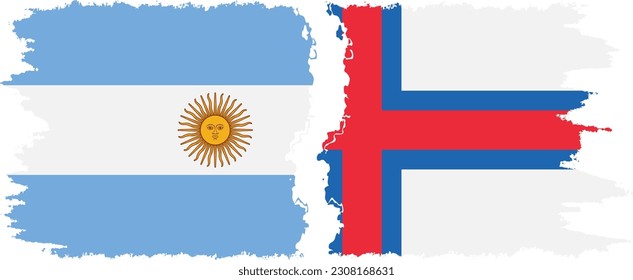 Faroe Islands and Argentina grunge flags connection, vector
