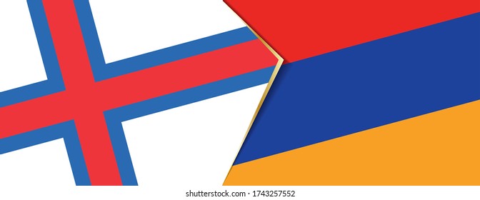Faroe Islands and Armenia flags, two vector flags symbol of relationship or confrontation.