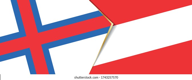 Faroe Islands and Austria flags, two vector flags symbol of relationship or confrontation.