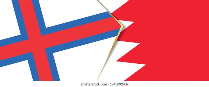 Faroe Islands and Bahrain flags, two vector flags symbol of relationship or confrontation.
