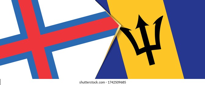 Faroe Islands and Barbados flags, two vector flags symbol of relationship or confrontation.