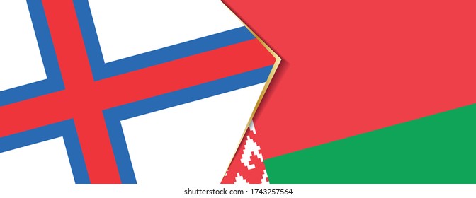 Faroe Islands and Belarus flags, two vector flags symbol of relationship or confrontation.