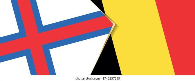 Faroe Islands and Belgium flags, two vector flags symbol of relationship or confrontation.