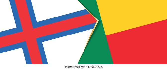 Faroe Islands and Benin flags, two vector flags symbol of relationship or confrontation.