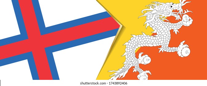 Faroe Islands and Bhutan flags, two vector flags symbol of relationship or confrontation.
