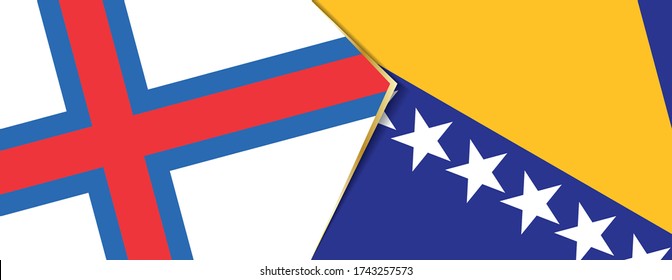 Faroe Islands and Bosnia and Herzegovina flags, two vector flags symbol of relationship or confrontation.