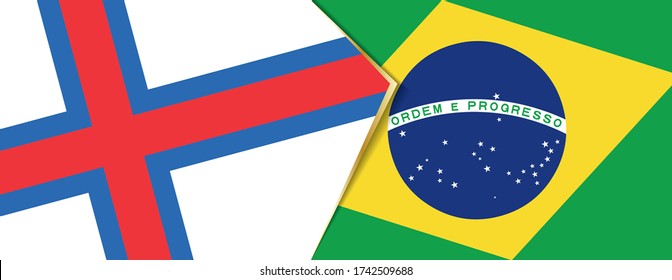 Faroe Islands and Brazil flags, two vector flags symbol of relationship or confrontation.