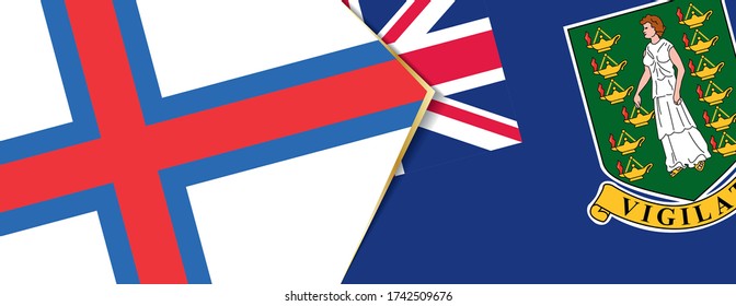 Faroe Islands and British Virgin Islands flags, two vector flags symbol of relationship or confrontation.