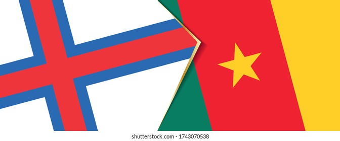 Faroe Islands and Cameroon flags, two vector flags symbol of relationship or confrontation.