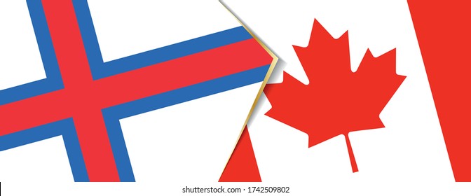 Faroe Islands and Canada flags, two vector flags symbol of relationship or confrontation.