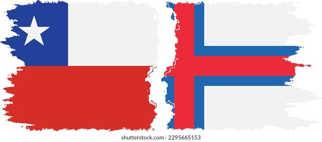 Faroe Islands and Chile grunge flags connection, vector