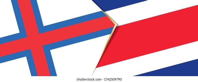 Faroe Islands and Costa Rica flags, two vector flags symbol of relationship or confrontation.