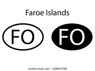 Faroe Islands country code icon.  Iso code country domain name.  FO - Faroe Islands  abbreviated. vector