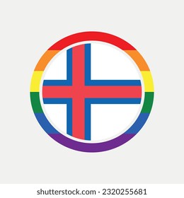 Faroe Islands country flag circle - lgbt flag graphic element Illustration template design
