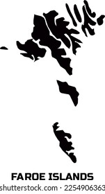  Faroe ISLANDS country map in black. With the caption of the country name " FAROE ISLANDS".