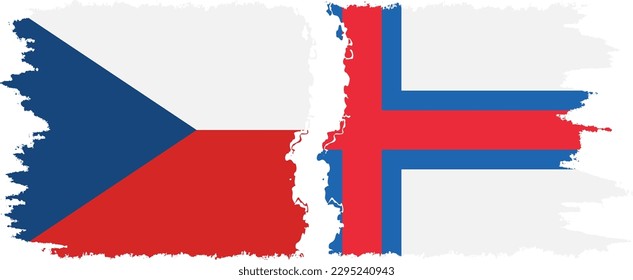 Faroe Islands and Czech Republic grunge flags connection, vector