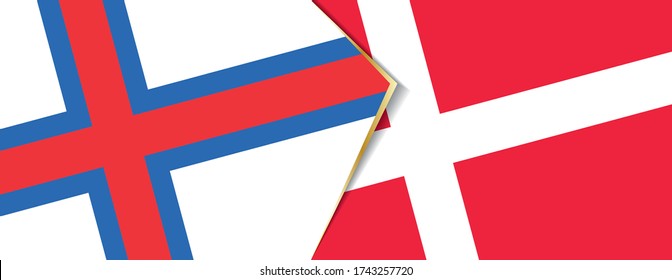Faroe Islands and Denmark flags, two vector flags symbol of relationship or confrontation.