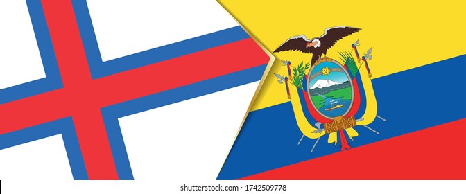 Faroe Islands and Ecuador flags, two vector flags symbol of relationship or confrontation.