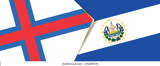 Faroe Islands and El Salvador flags, two vector flags symbol of relationship or confrontation.