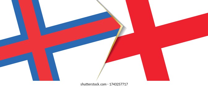Faroe Islands and England flags, two vector flags symbol of relationship or confrontation.