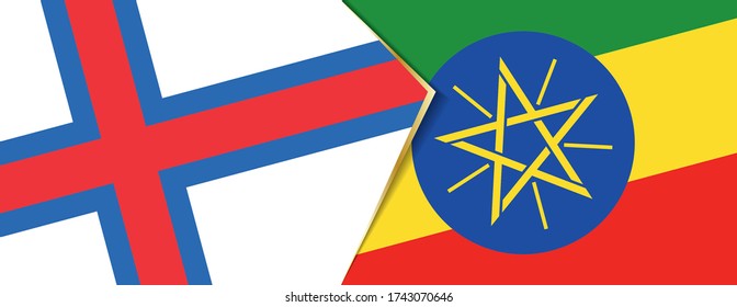 Faroe Islands and Ethiopia flags, two vector flags symbol of relationship or confrontation.