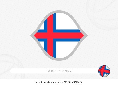 Faroe Islands flag for basketball competition on gray basketball background. Sports vector illustration.