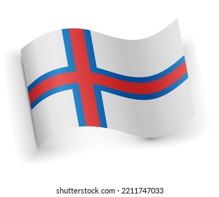Faroe Islands flag bended and lying on white background