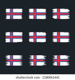 Faroe Islands Flag Brush Collection. National Flag