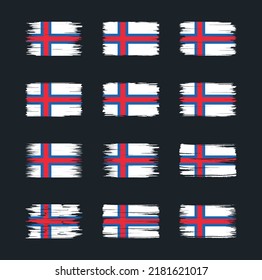 Faroe Islands Flag Brush Collection. National Flag